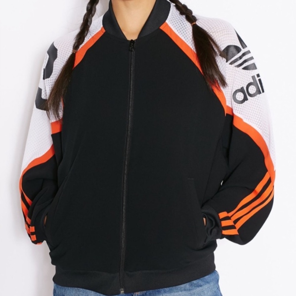 Adidas Originals Women’s Trefoil Full Zip Oversized Track Jacket Color Block L